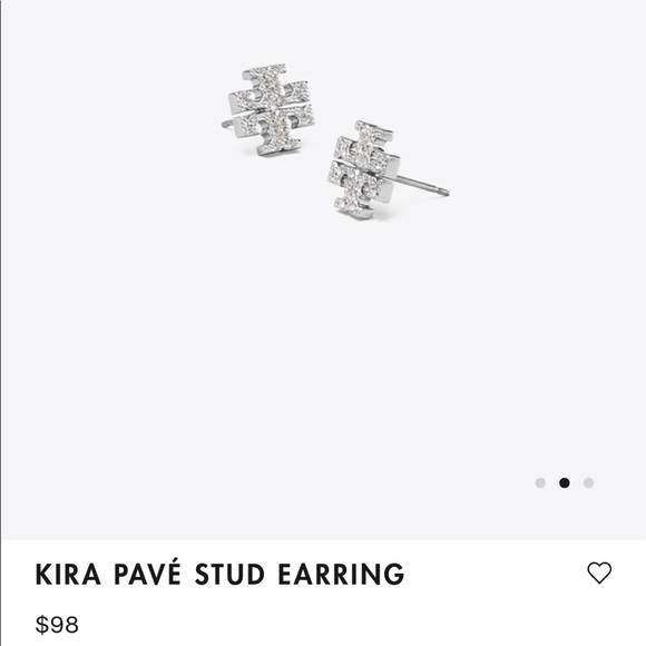 Tory Burch KIRA PAVÉ STUD EARRING Silver/Crystal - Picture 5 of 7
